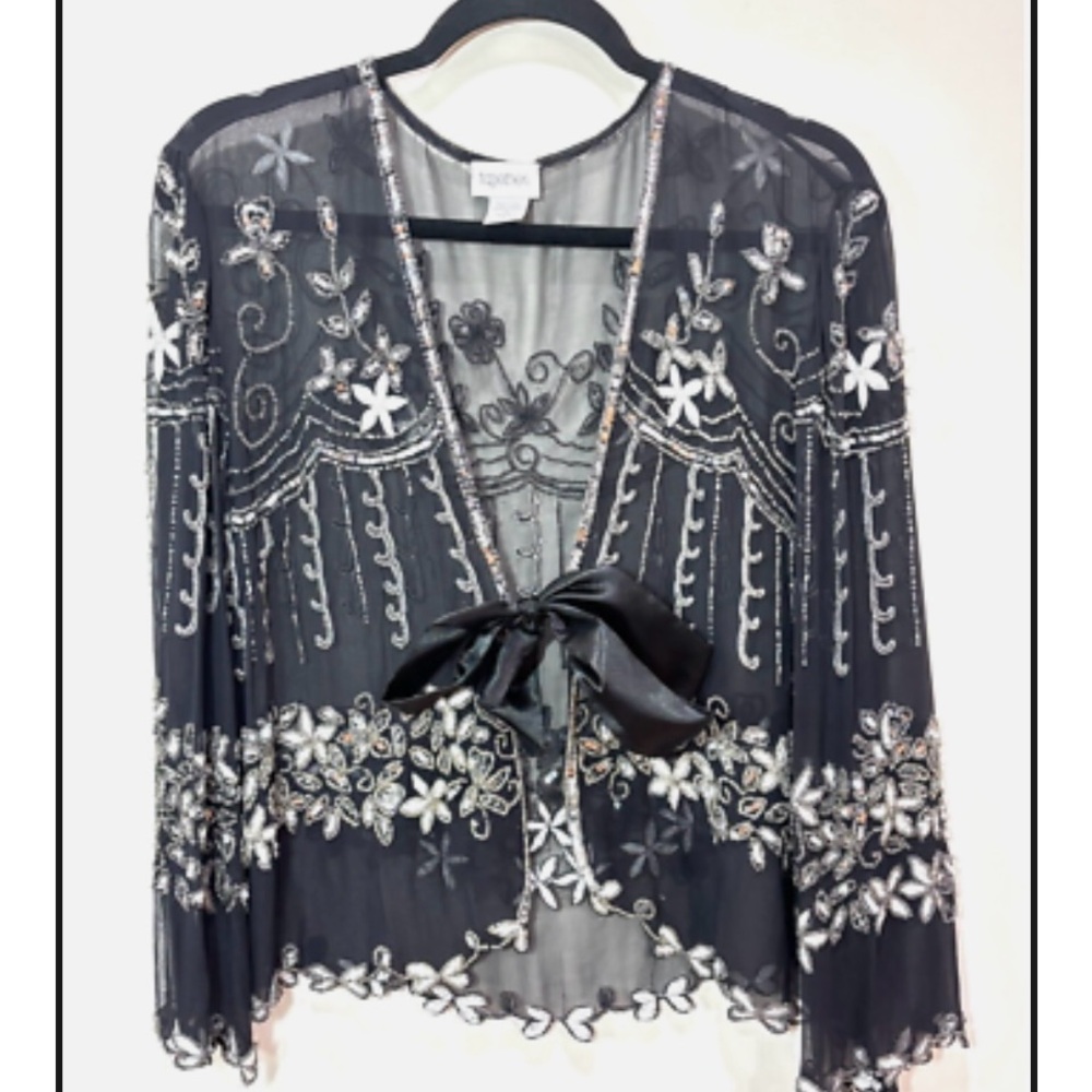 Vintage Together Black and White Floral Embroidered Blouse